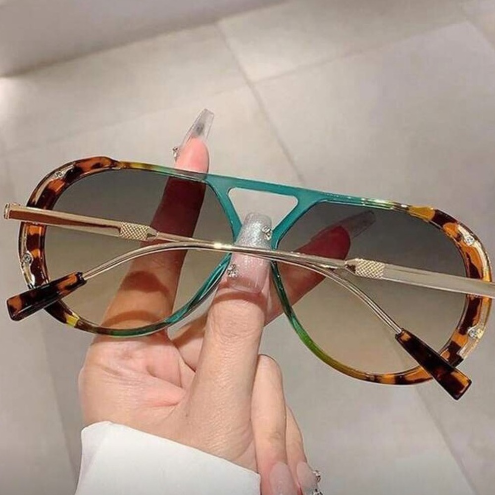 Stylish Tortoise Shell and Teal Sunglasses